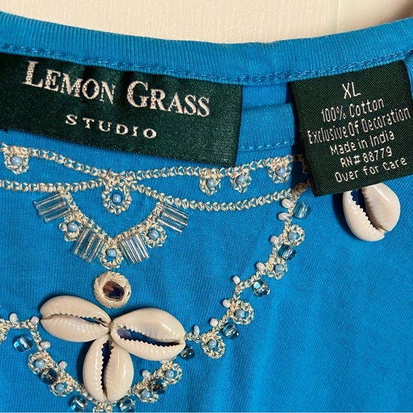Unique LEMON GRASS STUDIO Beautifully Embellished Seashell Neckline Size XL - Picture 3 of 4